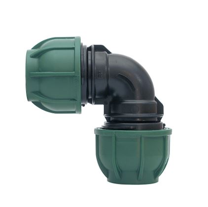 PE klemkopp. knie 16x16mm PN10