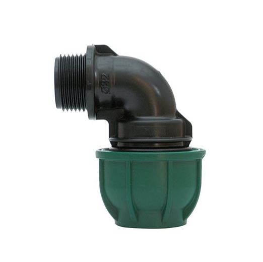 PE klemkopp. knie 16mmx1/2" bu.dr.