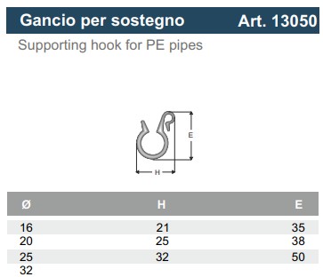 PP Leidinghaak voor LDPE buis 25 mm