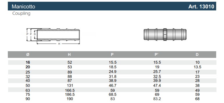 ABS Insteekfitting 16 x 16 mm, PN4