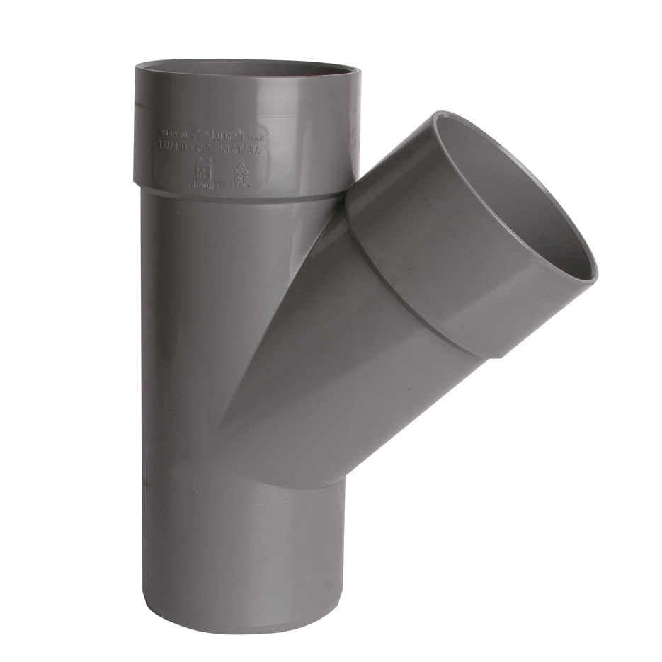 PVC Lijm T-stuk 45°, 2xM/S