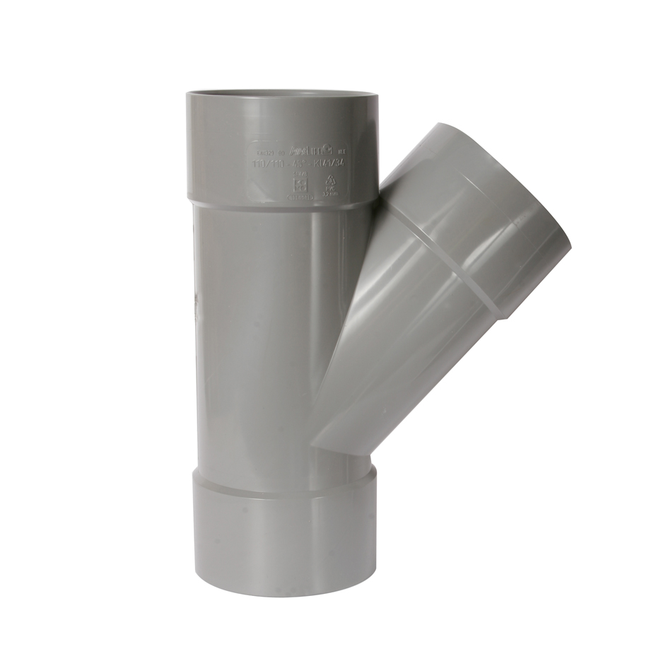 PVC Lijm T-stuk 45°, 3xM