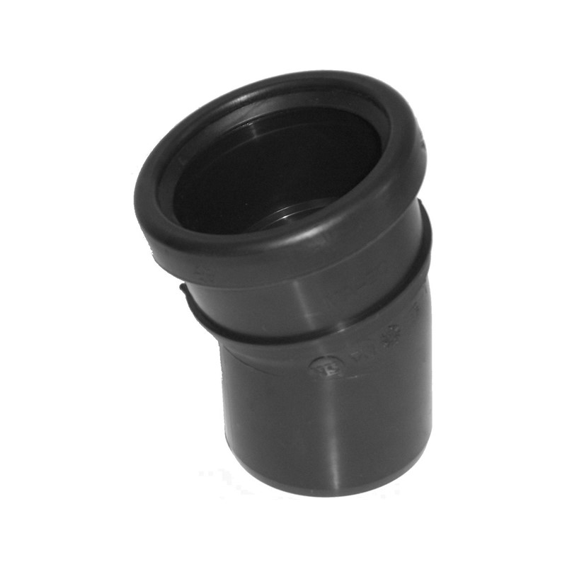 PP bocht diam.110mm, 15°, m/s, zwart SN4