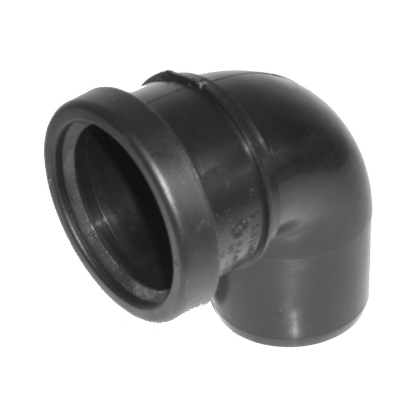 PP bocht 90°, m/s, zwart SN4