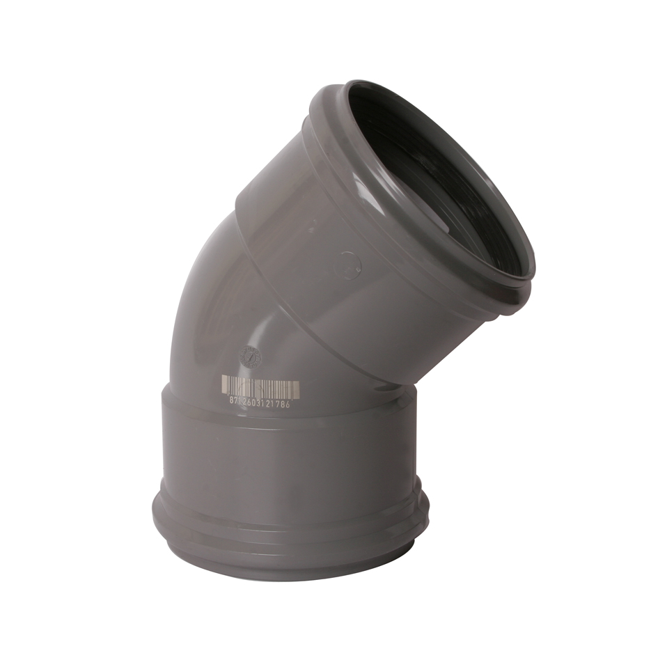 PVC bu.riol. bocht 45°,M/M, SN4